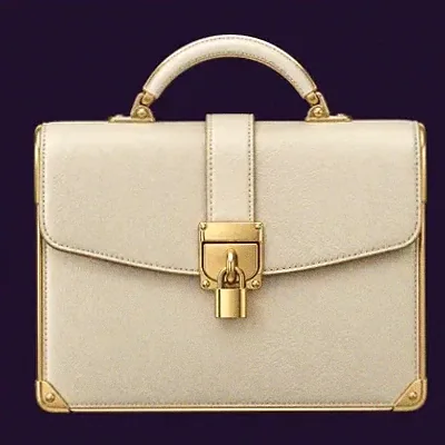 Locked leather briefcase — Spinago